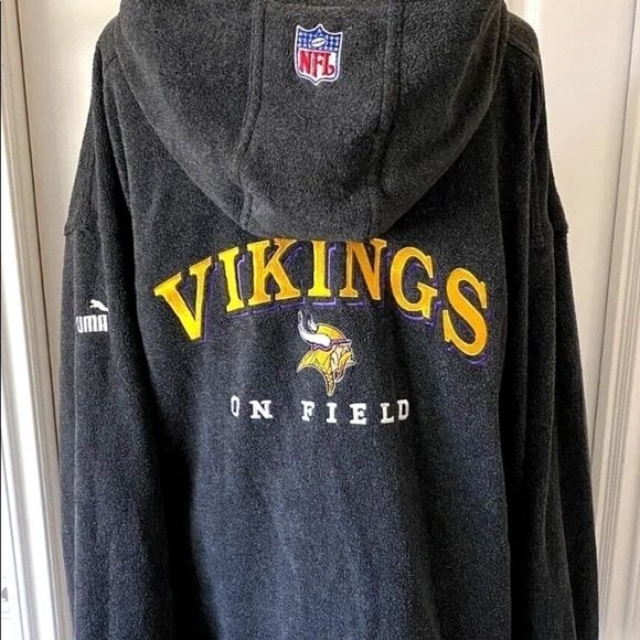 Mens Minnesota Vikings NFL Puma Sz 2XL XXL Jacket Reversible Full Zip Logo Hood - Picture 3 of 10